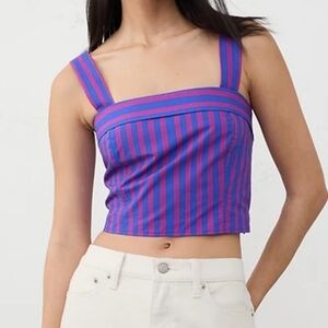 NWT - Banana Republic Purple Stripe Cotton  Cross-Back Cropped Top - Size XL